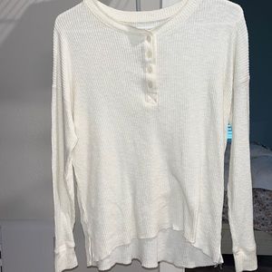 long sleeve waffle knit top
